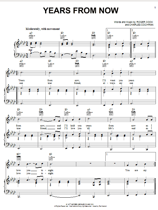 Learn to play Don Williams Years From Now sheet music for Piano, Vocal & Guitar (Right-Hand Melody) in minutes. Don Williams Years From Now sheet music notes and chords