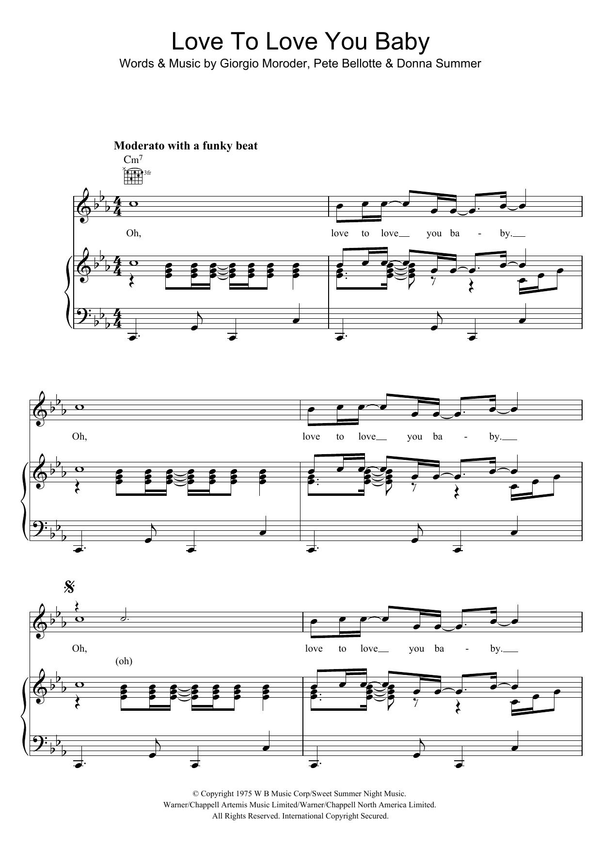Donna Summer Love To Love You Baby Sheet Music Download Printable Pdf Disco Music Score For Piano Vocal Guitar Right Hand Melody Donna Summer Love To Love You Baby Sheet Music Download Printable Pdf Disco Music Score For Piano Vocal Guitar Right Hand Melody