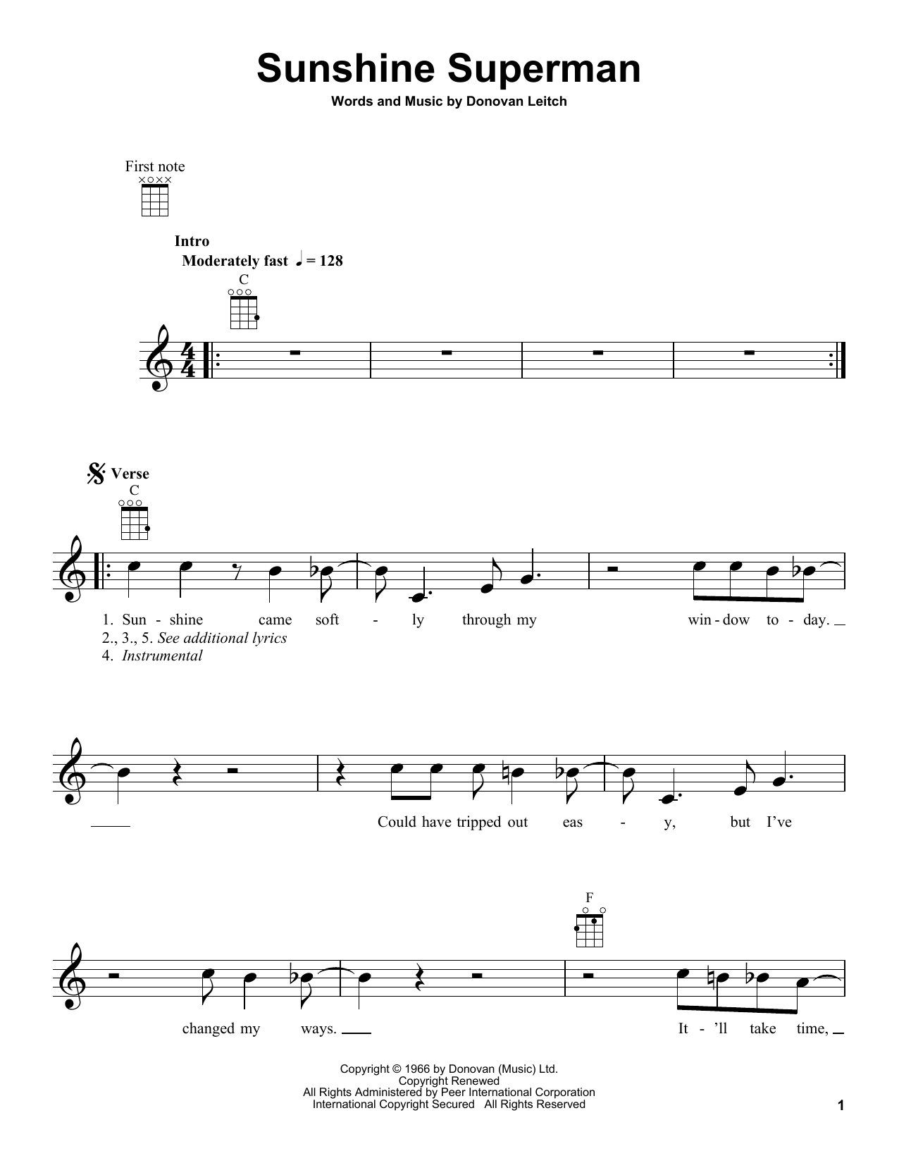 Learn to play Donovan Sunshine Superman sheet music for Guitar Tab in minutes. Donovan Sunshine Superman sheet music notes and chords