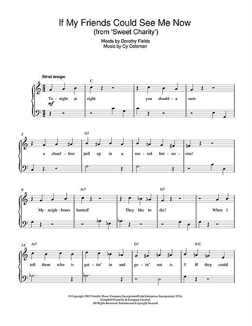 Learn to play Dorothy Fields If My Friends Could See Me Now (from Sweet Charity) sheet music for Piano in minutes. Dorothy Fields If My Friends Could See Me Now (from Sweet Charity) sheet music notes and chords
