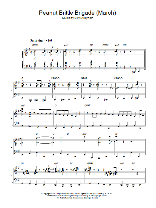 Billy Strayhorn Peanut Brittle Brigade (From The Nutcracker Suite) sheet music, chords, lyrics - Printable PDF for Piano