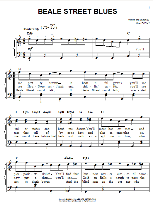 Learn to play Duke Ellington Beale Street Blues sheet music for Easy Piano in minutes. Duke Ellington Beale Street Blues sheet music preview music notes and score for Easy Piano including 2 page(s)
