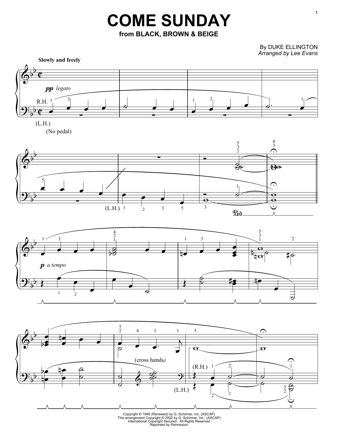 Learn to play Duke Ellington Come Sunday sheet music for Piano in minutes. Duke Ellington Come Sunday sheet music notes and chords