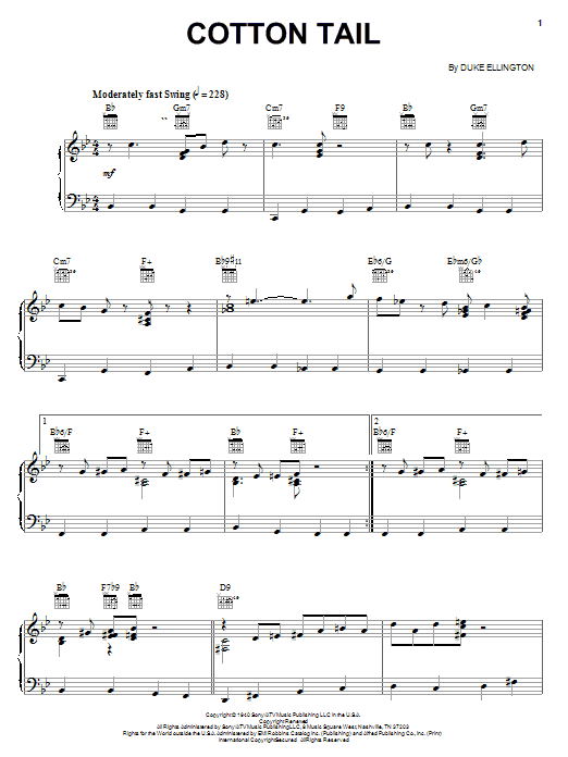 Learn to play Duke Ellington Cotton Tail sheet music for Piano, Vocal & Guitar (Right-Hand Melody) in minutes. Duke Ellington Cotton Tail sheet music preview music notes and score for Piano, Vocal & Guitar (Right-Hand Melody) including 2 page(s)