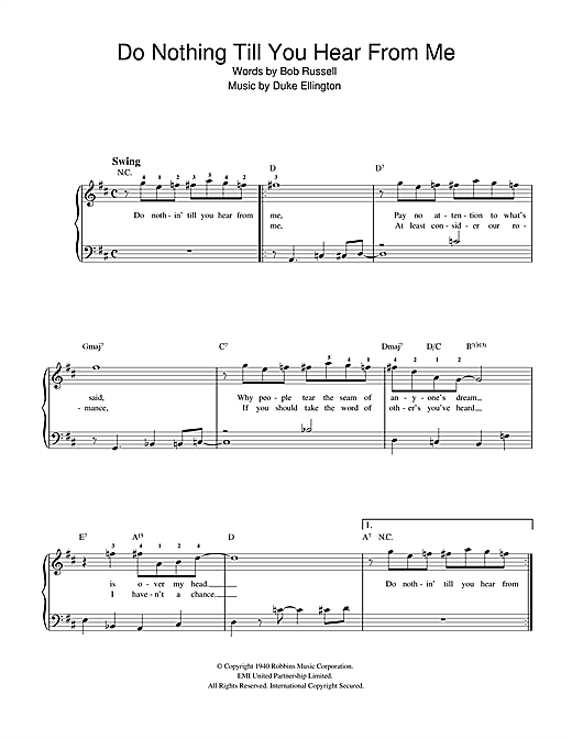 Duke Ellington Do Nothin' Till You Hear From Me (Concerto For Cootie) sheet music preview music notes and score for Beginner Piano including 2 page(s)