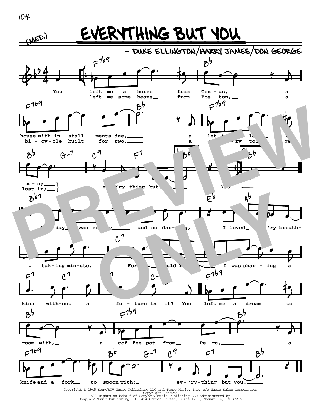 Learn to play Duke Ellington Everything But You (High Voice) sheet music for Real Book – Melody, Lyrics & Chords in minutes. Duke Ellington Everything But You (High Voice) sheet music preview music notes and score for Real Book – Melody, Lyrics & Chords including 1 page(s)