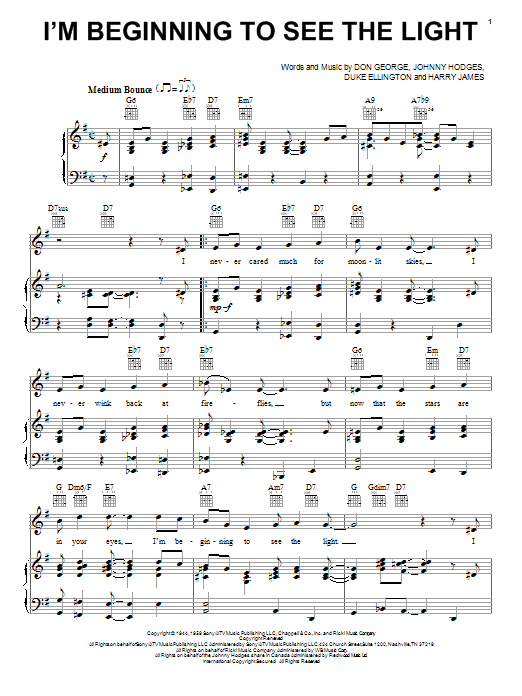 Learn to play Duke Ellington I'm Beginning To See The Light sheet music for Piano, Vocal & Guitar (Right-Hand Melody) in minutes. Duke Ellington I'm Beginning To See The Light sheet music notes and chords