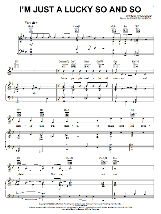 Learn to play Duke Ellington I'm Just A Lucky So And So sheet music for Piano, Vocal & Guitar (Right-Hand Melody) in minutes. Duke Ellington I'm Just A Lucky So And So sheet music notes and chords
