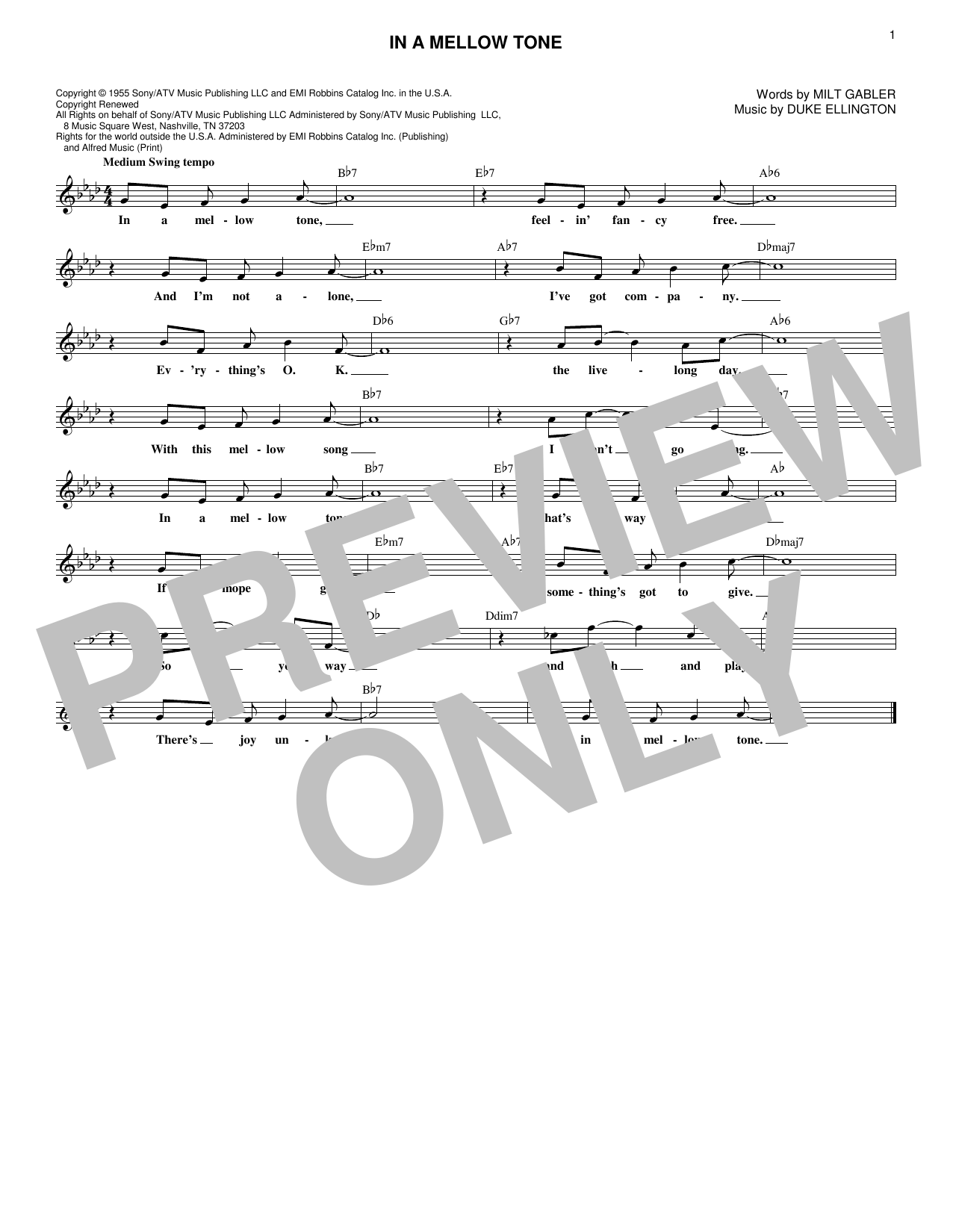 Learn to play Duke Ellington In A Mellow Tone sheet music for Piano in minutes. Duke Ellington In A Mellow Tone sheet music notes and chords