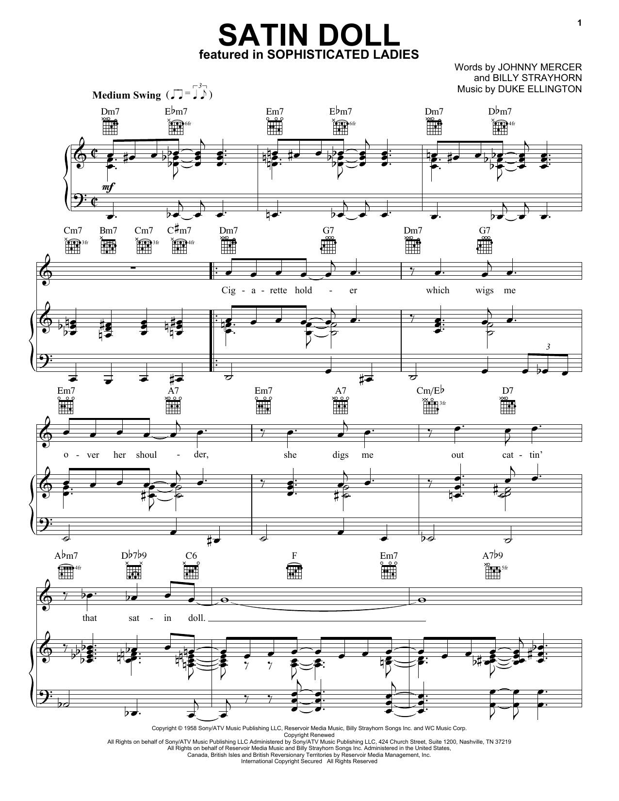 Duke Ellington Satin Doll sheet music preview music notes and score for Beginner Piano including 2 page(s)