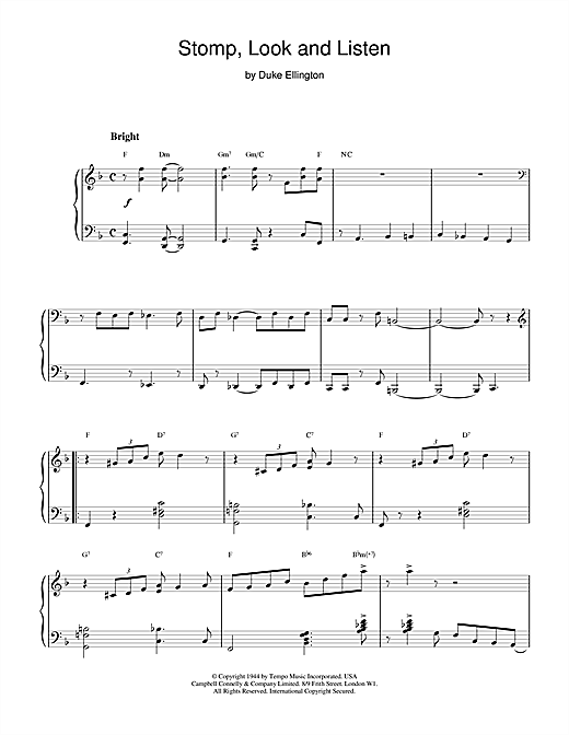 Learn to play Duke Ellington Stomp, Look and Listen sheet music for Piano in minutes. Duke Ellington Stomp, Look and Listen sheet music notes and chords