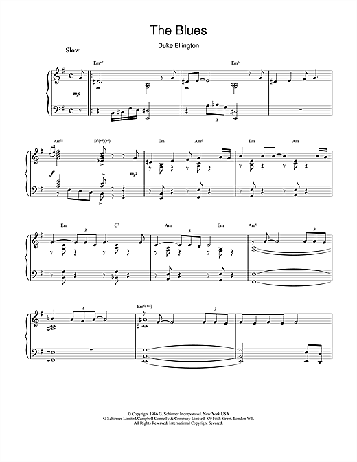 Learn to play Duke Ellington The Blues sheet music for Piano in minutes. Duke Ellington The Blues sheet music notes and chords