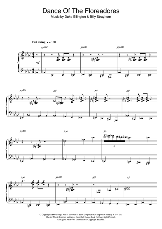 Learn to play Duke Ellington & Billy Strayhorn Dance Of The Floreadores (from 'The Nutcracker Suite') sheet music for Piano in minutes. Duke Ellington & Billy Strayhorn Dance Of The Floreadores (from 'The Nutcracker Suite') sheet music notes and chords