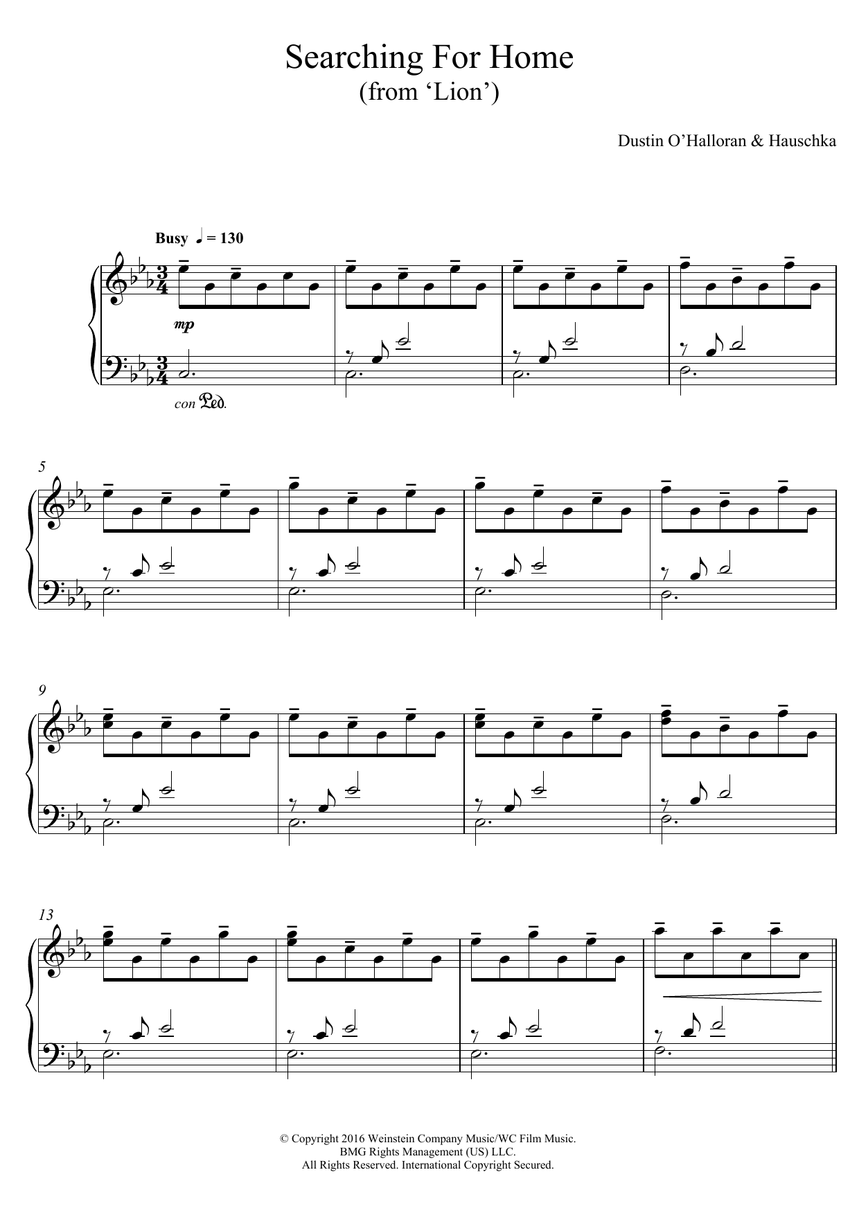 Dustin O'Halloran & Hauschka Searching for Home (from 'Lion') sheet music, chords, lyrics - Printable PDF for Piano