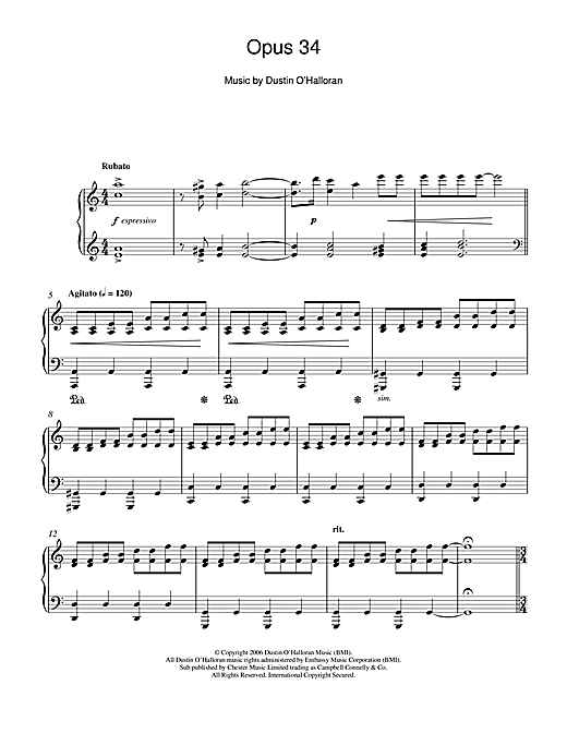 Learn to play Dustin O'Halloran Opus 34 sheet music for Piano in minutes. Dustin O'Halloran Opus 34 sheet music notes and chords