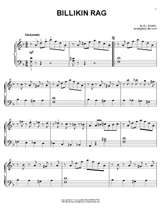 Learn to play E.J. Stark Billikin Rag sheet music for Easy Piano in minutes. E.J. Stark Billikin Rag sheet music preview music notes and score for Easy Piano including 3 page(s)