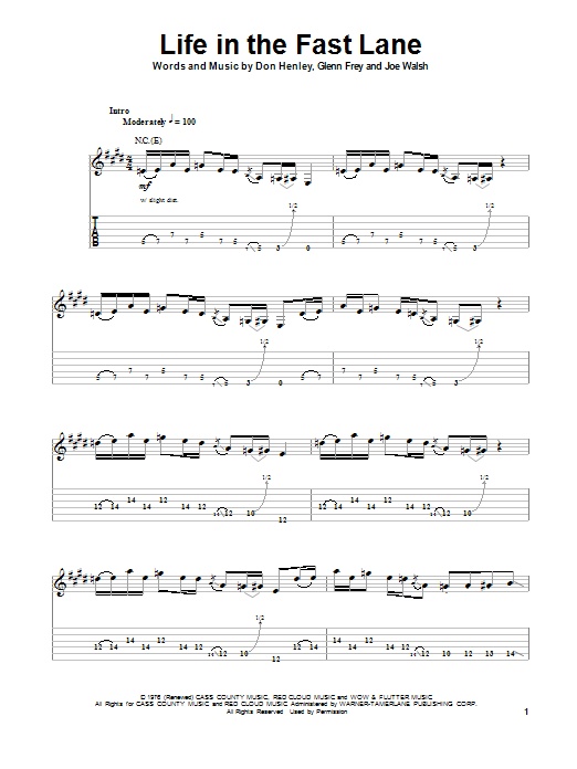 Learn to play Eagles Life In The Fast Lane sheet music for Guitar Tab in minutes. Eagles Life In The Fast Lane sheet music preview music notes and score for Guitar Tab including 14 page(s)
