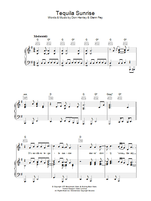 Learn to play Eagles Tequila Sunrise sheet music for Ukulele in minutes. Eagles Tequila Sunrise sheet music preview music notes and score for Ukulele including 3 page(s)