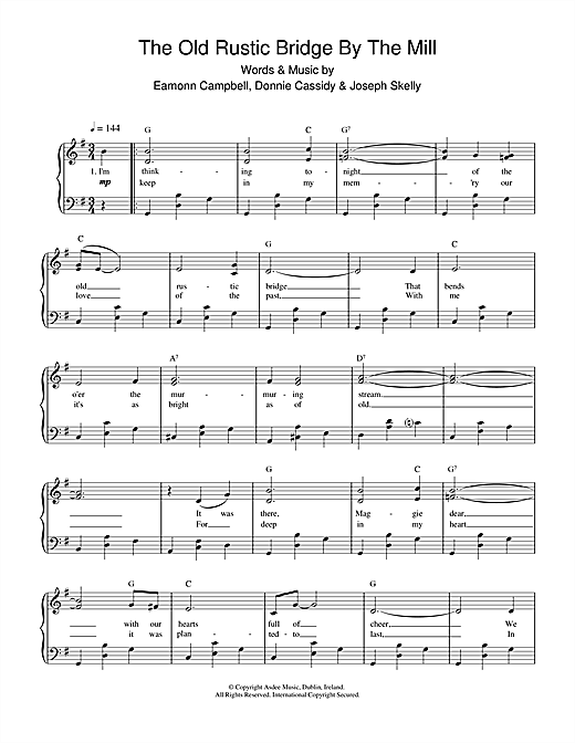 Learn to play Eamonn Campbell The Old Rustic Bridge By The Mill sheet music for Piano, Vocal & Guitar (Right-Hand Melody) in minutes. Eamonn Campbell The Old Rustic Bridge By The Mill sheet music notes and chords