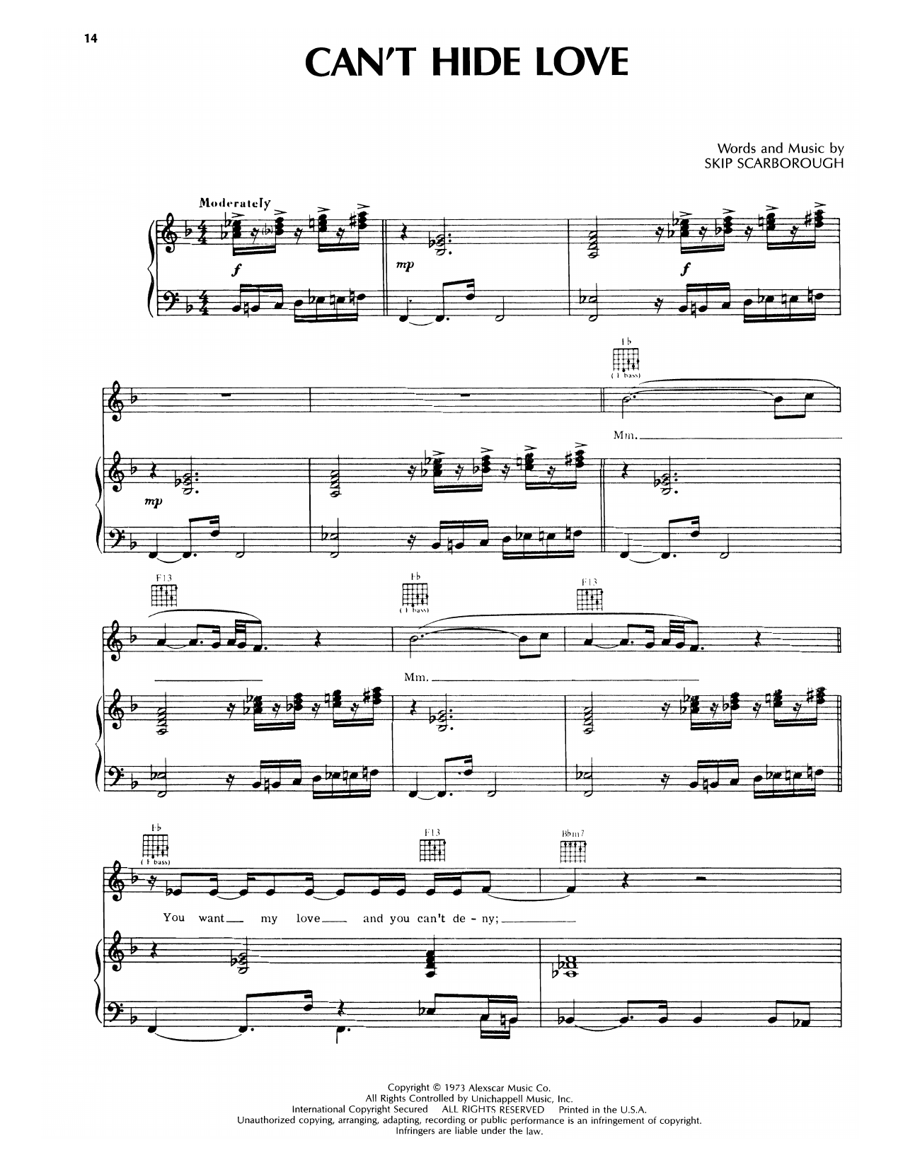 Earth, Wind & Fire Can't Hide Love sheet music, chords, lyrics - Printable PDF for Piano, Vocal & Guitar Chords (Right-Hand Melody)