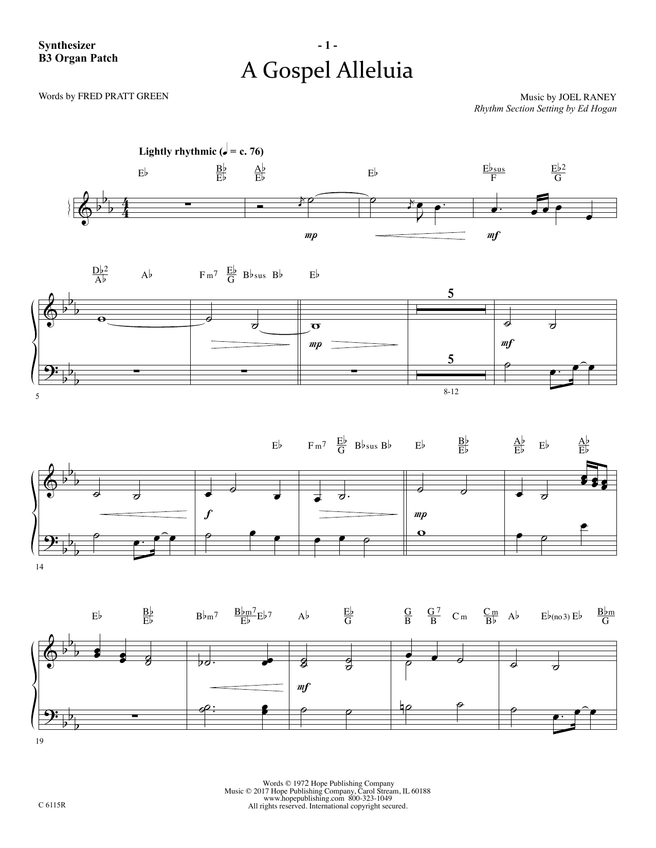 Ed Hogan A Gospel Alleluia - Synthesizer sheet music, chords, lyrics - Printable PDF for Choir Instrumental Pak