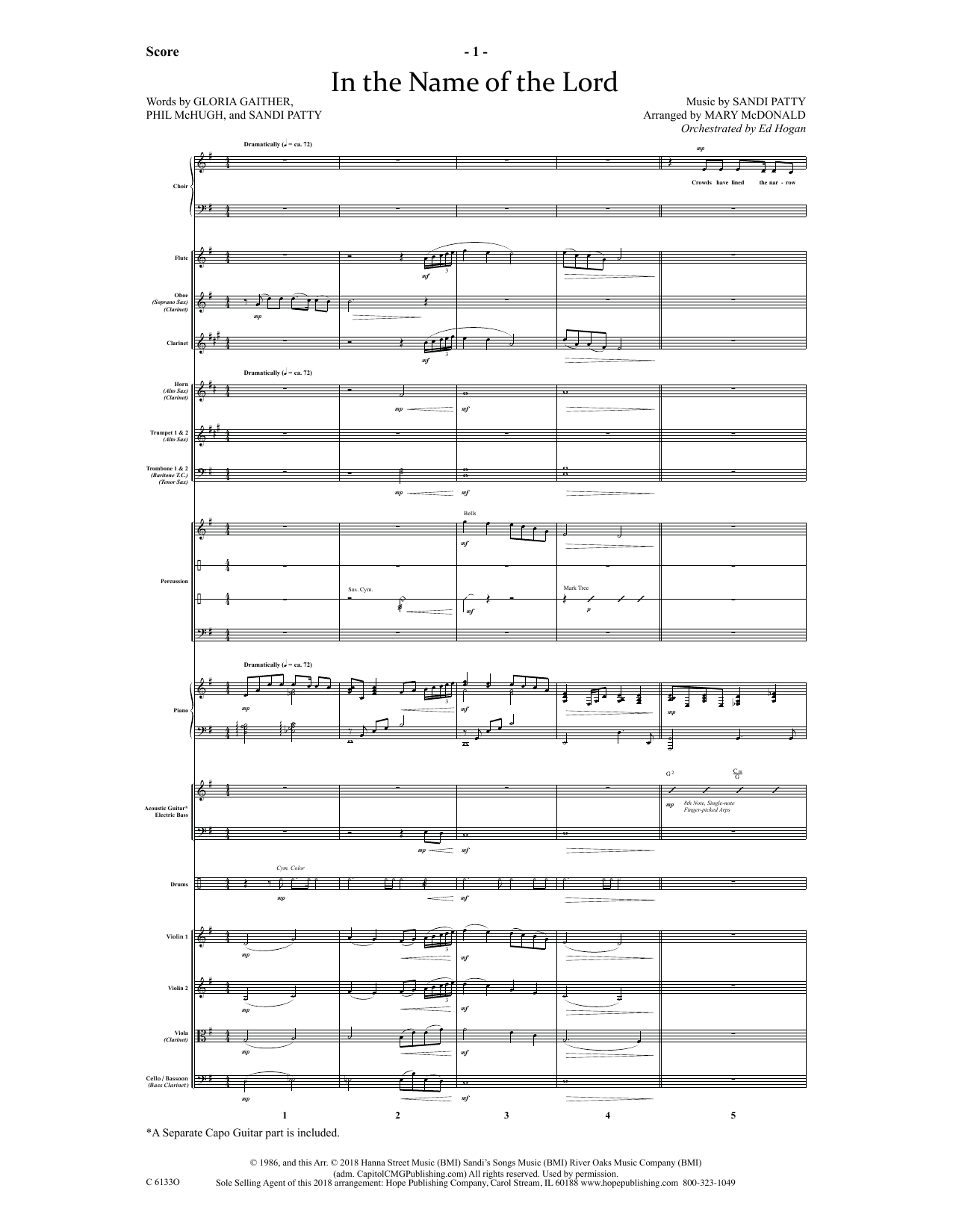 Ed Hogan In The Name Of The Lord - Full Score sheet music, chords, lyrics - Printable PDF for Choir Instrumental Pak