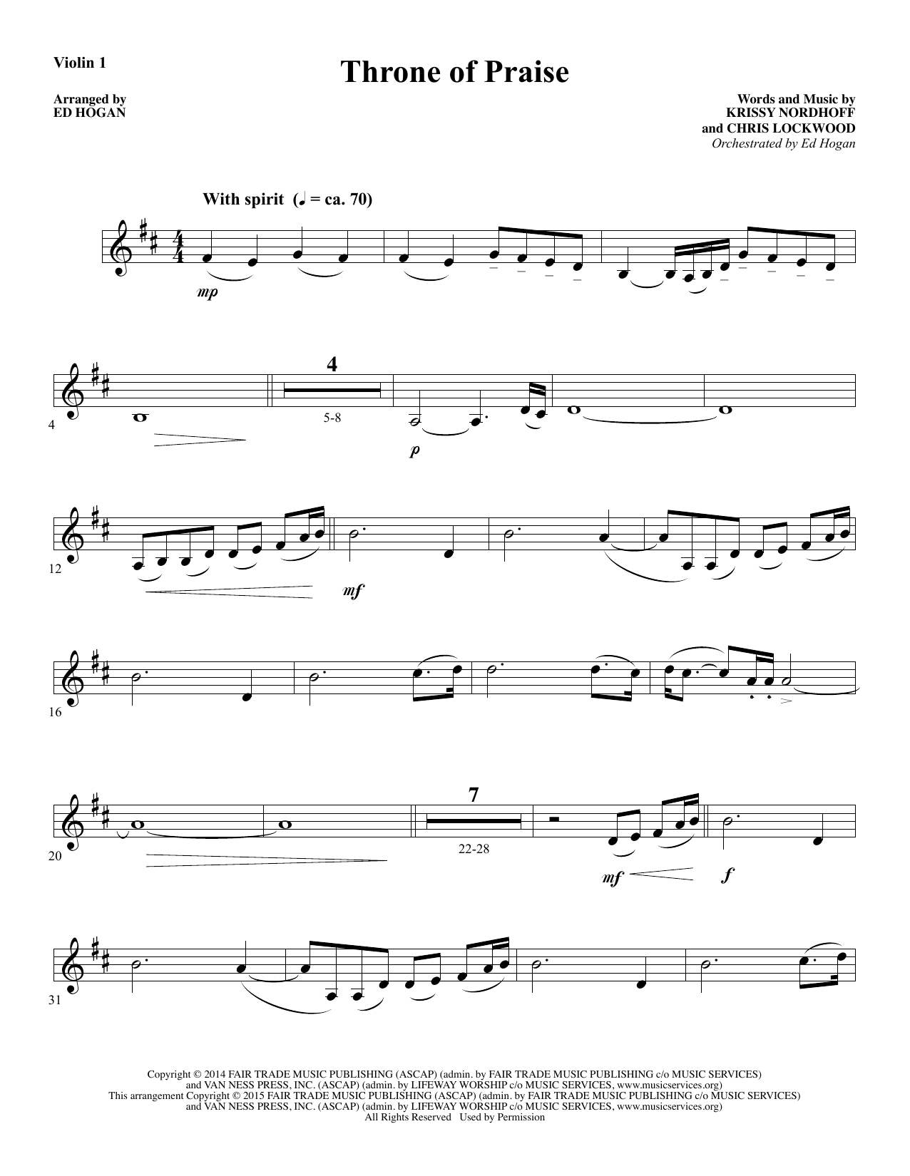 Ed Hogan Throne Of Praise Violin 1 Sheet Music Download Pdf Score 345132