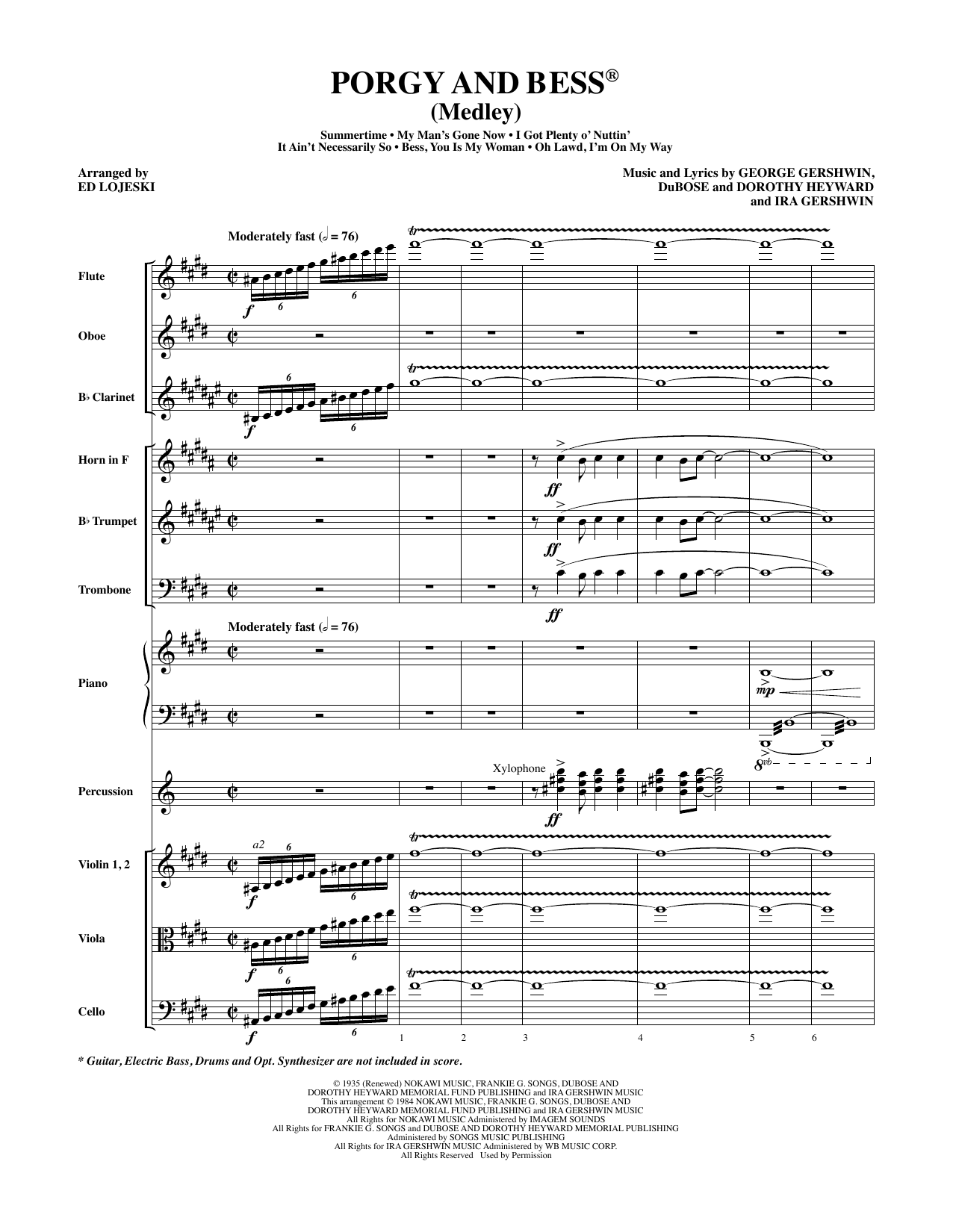 Learn to play Ed Lojeski Porgy and Bess (Medley) - Full Score sheet music for Choir Instrumental Pak in minutes. Ed Lojeski Porgy and Bess (Medley) - Full Score sheet music preview music notes and score for Choir Instrumental Pak including 71 page(s)