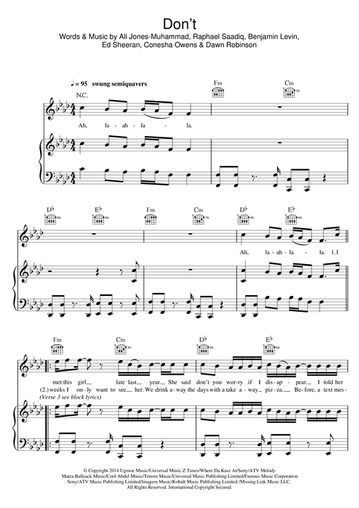 Learn to play Ed Sheeran Don't sheet music for E-Z Play Today in minutes. Ed Sheeran Don't sheet music preview music notes and score for E-Z Play Today including 6 page(s)