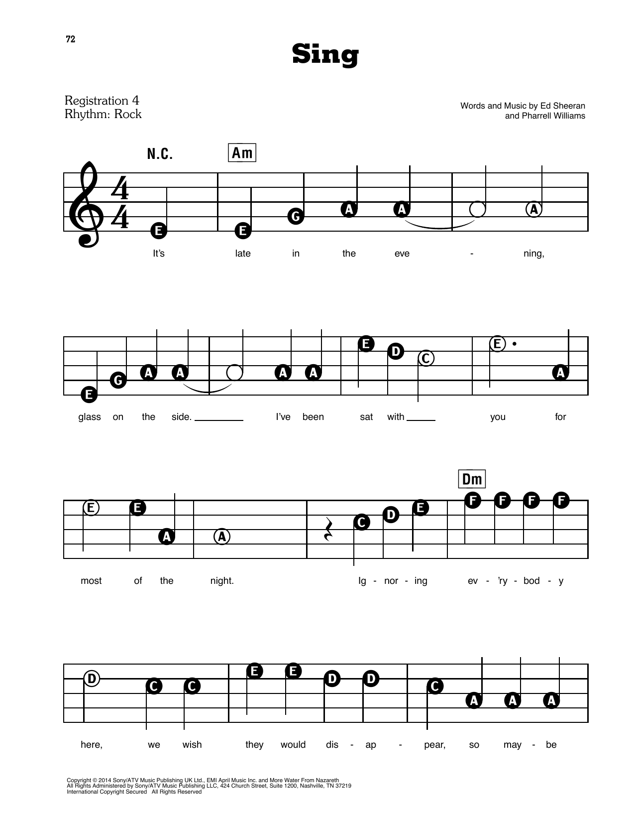 Learn to play Ed Sheeran Sing sheet music for E-Z Play Today in minutes. Ed Sheeran Sing sheet music preview music notes and score for E-Z Play Today including 9 page(s)
