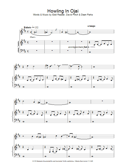 Download Eddi Reader Howling In Ojai sheet music notes and chords for Piano, Vocal & Guitar - Download Printable PDF and start playing in minutes.