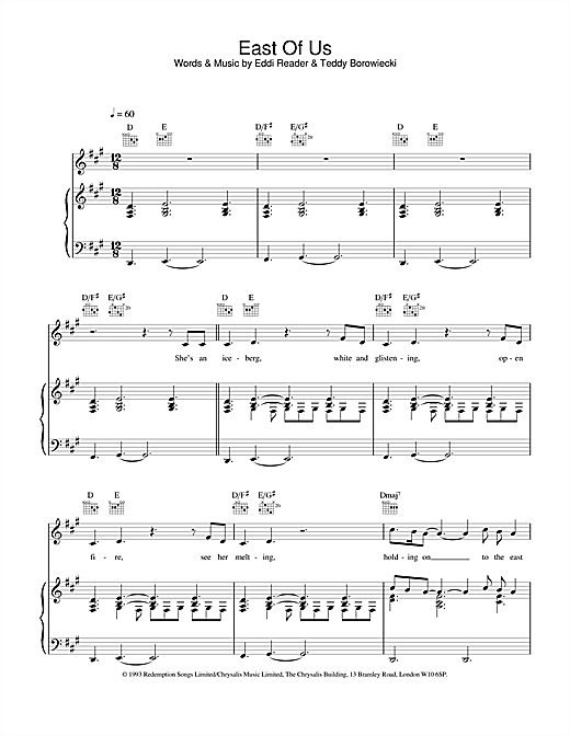 Learn to play Eddi Reader East Of Us sheet music for Piano, Vocal & Guitar in minutes. Eddi Reader East Of Us sheet music notes and chords