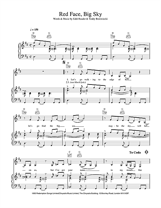Learn to play Eddi Reader Red Face, Big Sky sheet music for Piano, Vocal & Guitar (Right-Hand Melody) in minutes. Eddi Reader Red Face, Big Sky sheet music notes and chords