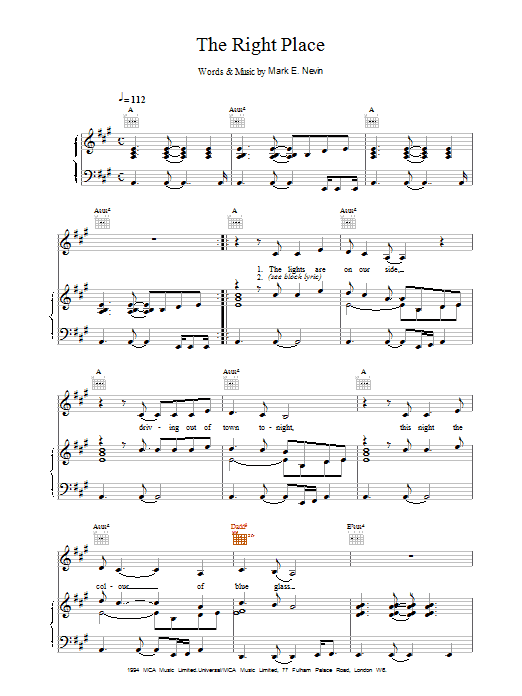Eddi Reader The Right Place sheet music preview music notes and score for Piano, Vocal & Guitar (Right-Hand Melody) including 6 page(s)