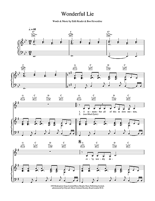 Learn to play Eddi Reader Wonderful Lie sheet music for Piano, Vocal & Guitar in minutes. Eddi Reader Wonderful Lie sheet music notes and chords