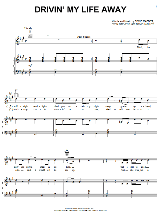 Learn to play Eddie Rabbitt Drivin' My Life Away sheet music for Guitar Tab in minutes. Eddie Rabbitt Drivin' My Life Away sheet music preview music notes and score for Guitar Tab including 8 page(s)