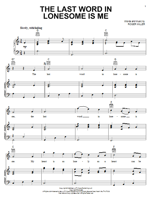 Learn to play Eddy Arnold The Last Word In Lonesome Is Me sheet music for Lyrics & Piano Chords in minutes. Eddy Arnold The Last Word In Lonesome Is Me sheet music preview music notes and score for Lyrics & Piano Chords including 1 page(s)