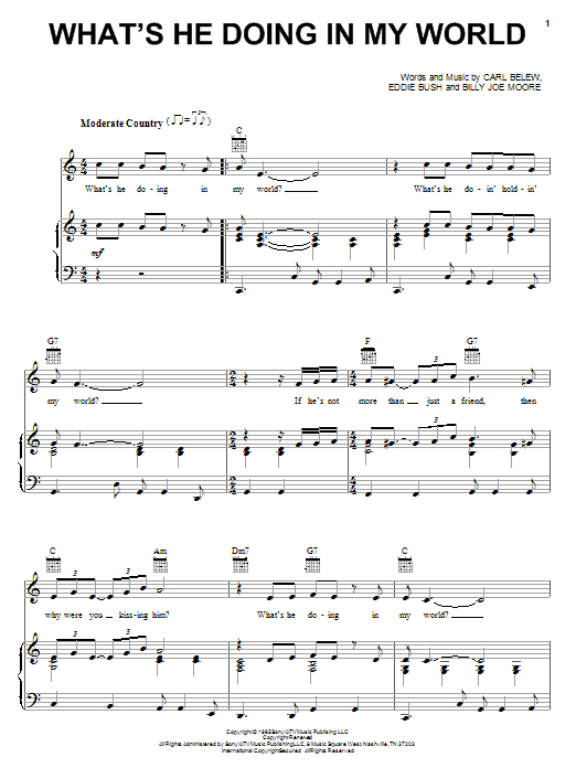 Learn to play Eddy Arnold What's He Doing In My World sheet music for Piano, Vocal & Guitar (Right-Hand Melody) in minutes. Eddy Arnold What's He Doing In My World sheet music notes and chords