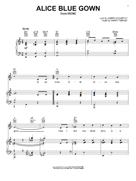 Learn to play Edith Day Alice Blue Gown sheet music for Piano in minutes. Edith Day Alice Blue Gown sheet music preview music notes and score for Piano including 4 page(s)