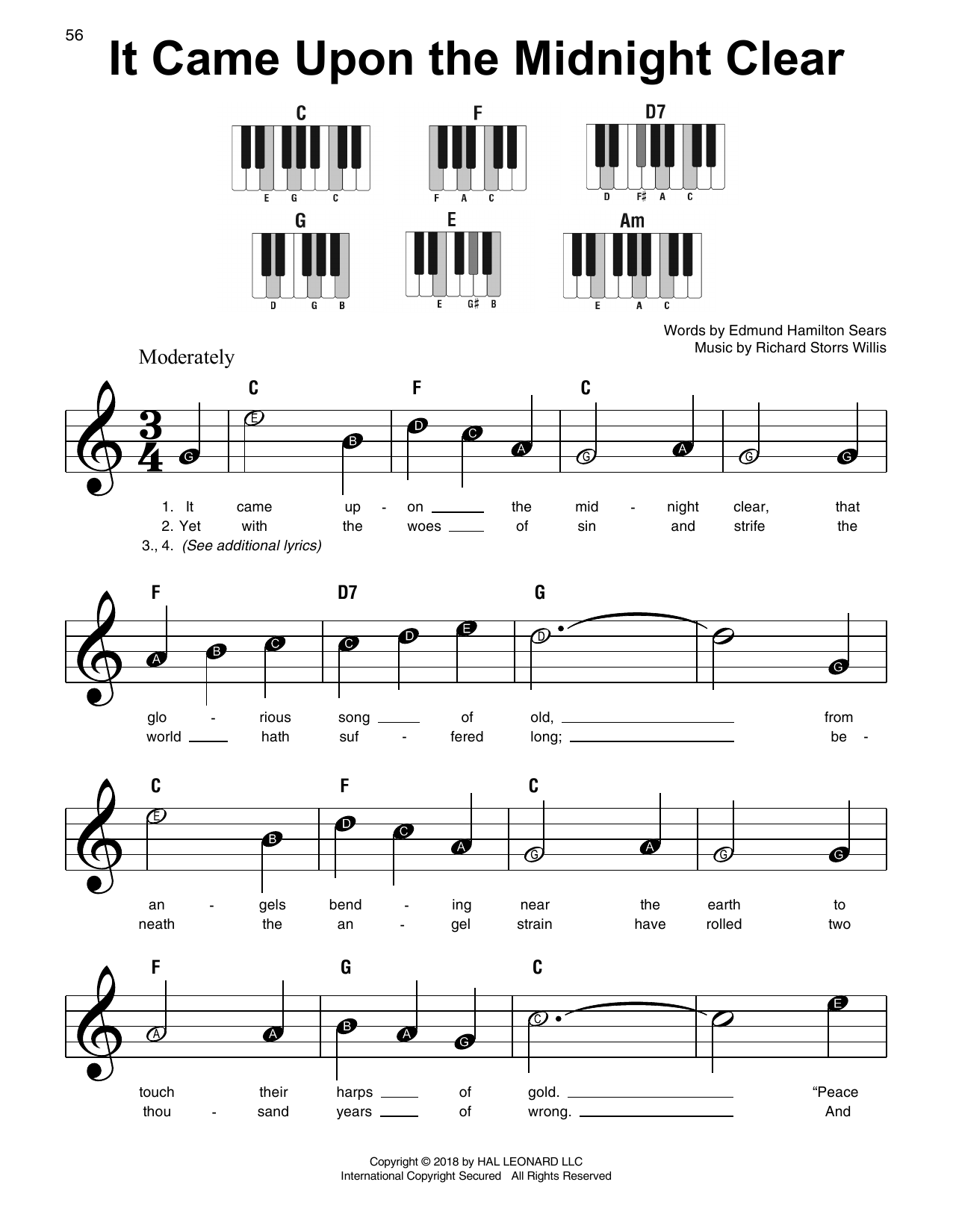 Learn to play Edmund Hamilton Sears It Came Upon The Midnight Clear sheet music for Piano in minutes. Edmund Hamilton Sears It Came Upon The Midnight Clear sheet music notes and chords