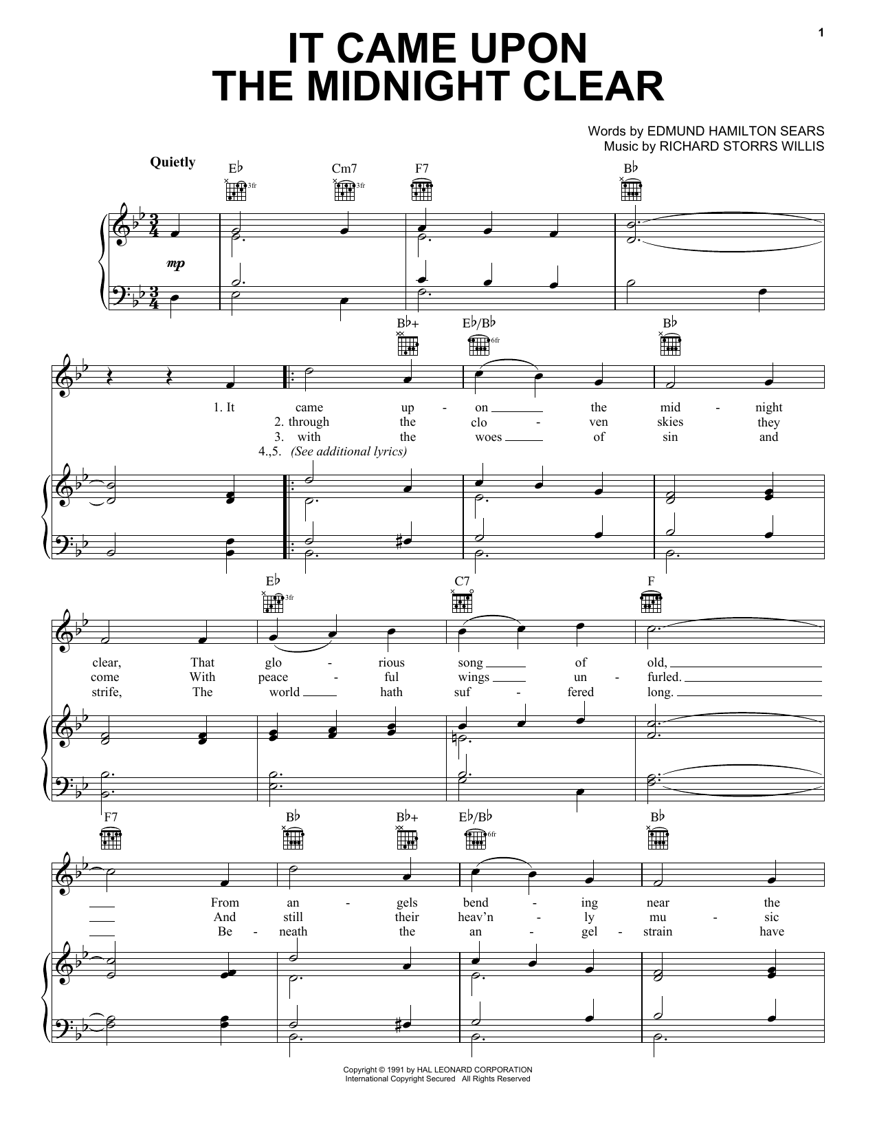 Learn to play Edmund Hamilton Sears It Came Upon The Midnight Clear sheet music for Easy Piano in minutes. Edmund Hamilton Sears It Came Upon The Midnight Clear sheet music preview music notes and score for Easy Piano including 3 page(s)