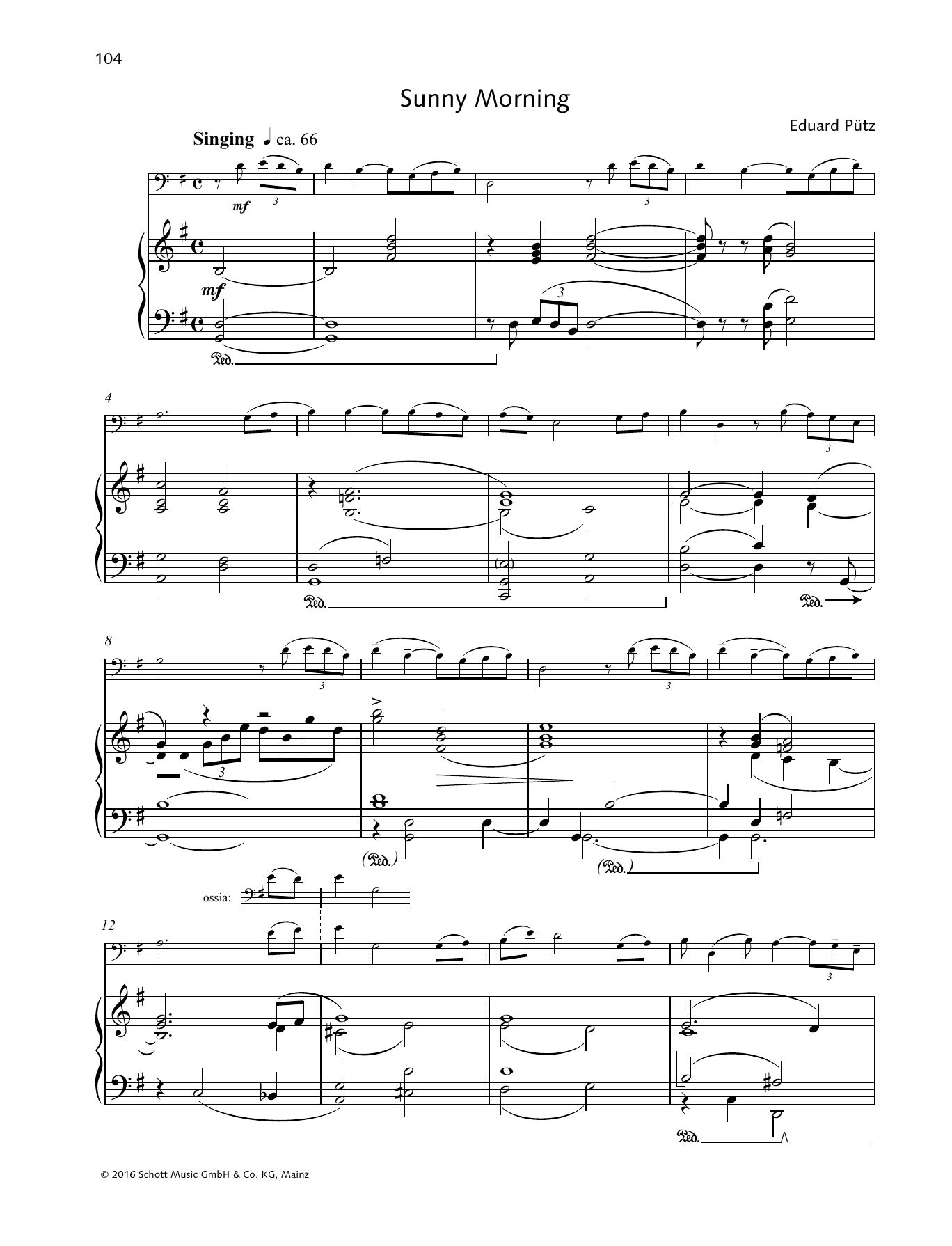 Learn to play Eduard Pütz Sunny Morning sheet music for String Solo in minutes. Eduard Pütz Sunny Morning sheet music preview music notes and score for String Solo including 3 page(s)