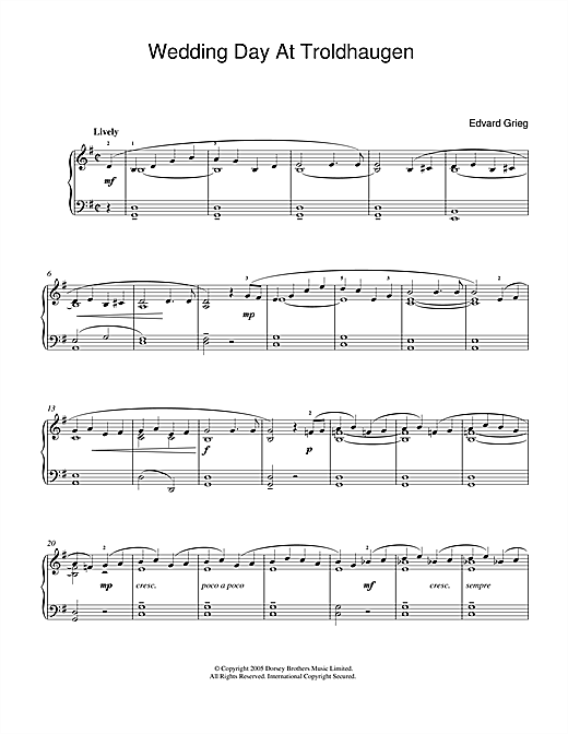 Learn to play Edvard Grieg Wedding Day At Troldhaugen sheet music for Piano in minutes. Edvard Grieg Wedding Day At Troldhaugen sheet music notes and chords
