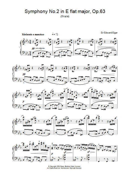 Edward Elgar Symphony No.2 In E Flat Major, Op.63 (finale) sheet music, chords, lyrics - Printable PDF for Piano