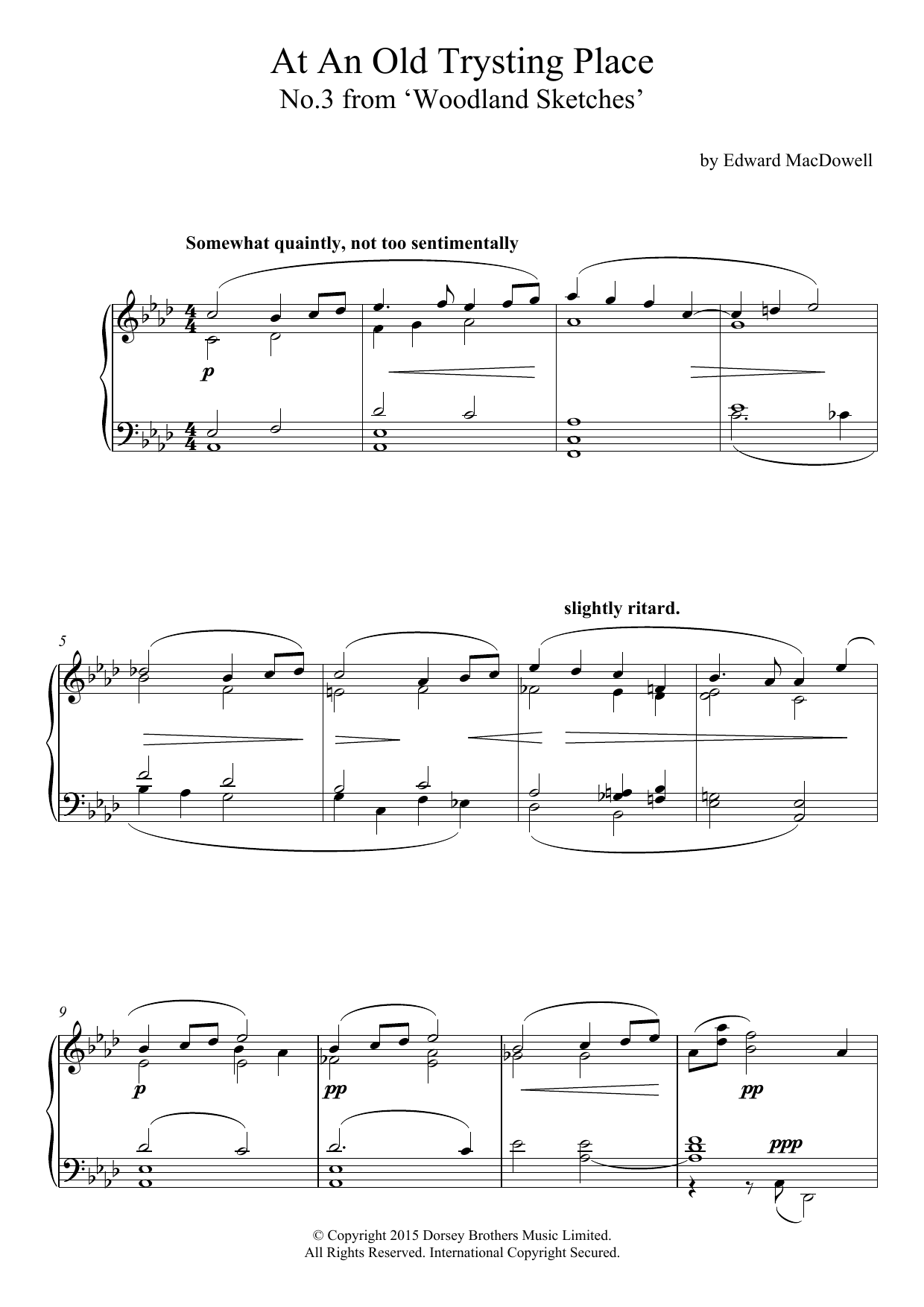 Edward MacDowell Romance (At An Old Trysting Place, Op.51, No.3) sheet music, chords, lyrics - Printable PDF for Piano