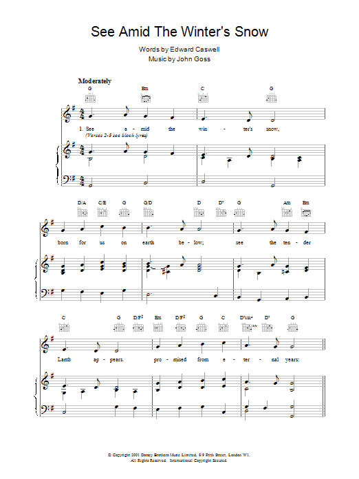 Learn to play Christmas Carol See Amid The Winter's Snow sheet music for Piano in minutes. Christmas Carol See Amid The Winter's Snow sheet music preview music notes and score for Piano including 2 page(s)