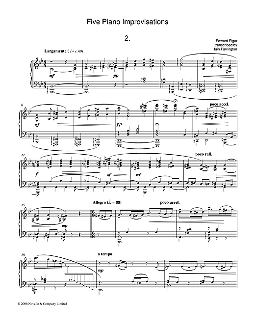 Learn to play Edward Elgar Five Piano Improvisations: 2. Largamente sheet music for Piano in minutes. Edward Elgar Five Piano Improvisations: 2. Largamente sheet music notes and chords