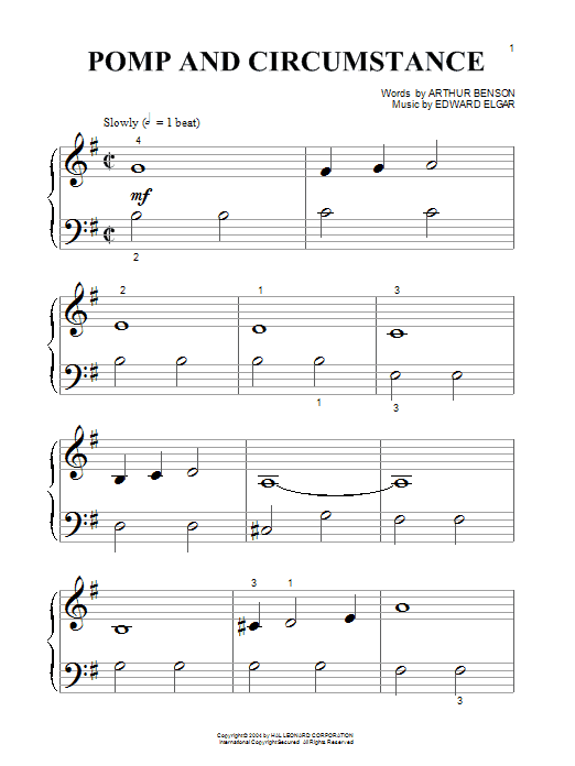 Learn to play Edward Elgar Pomp And Circumstance March No.1 sheet music for Piano (Big Notes) in minutes. Edward Elgar Pomp And Circumstance March No.1 sheet music preview music notes and score for Piano (Big Notes) including 3 page(s)