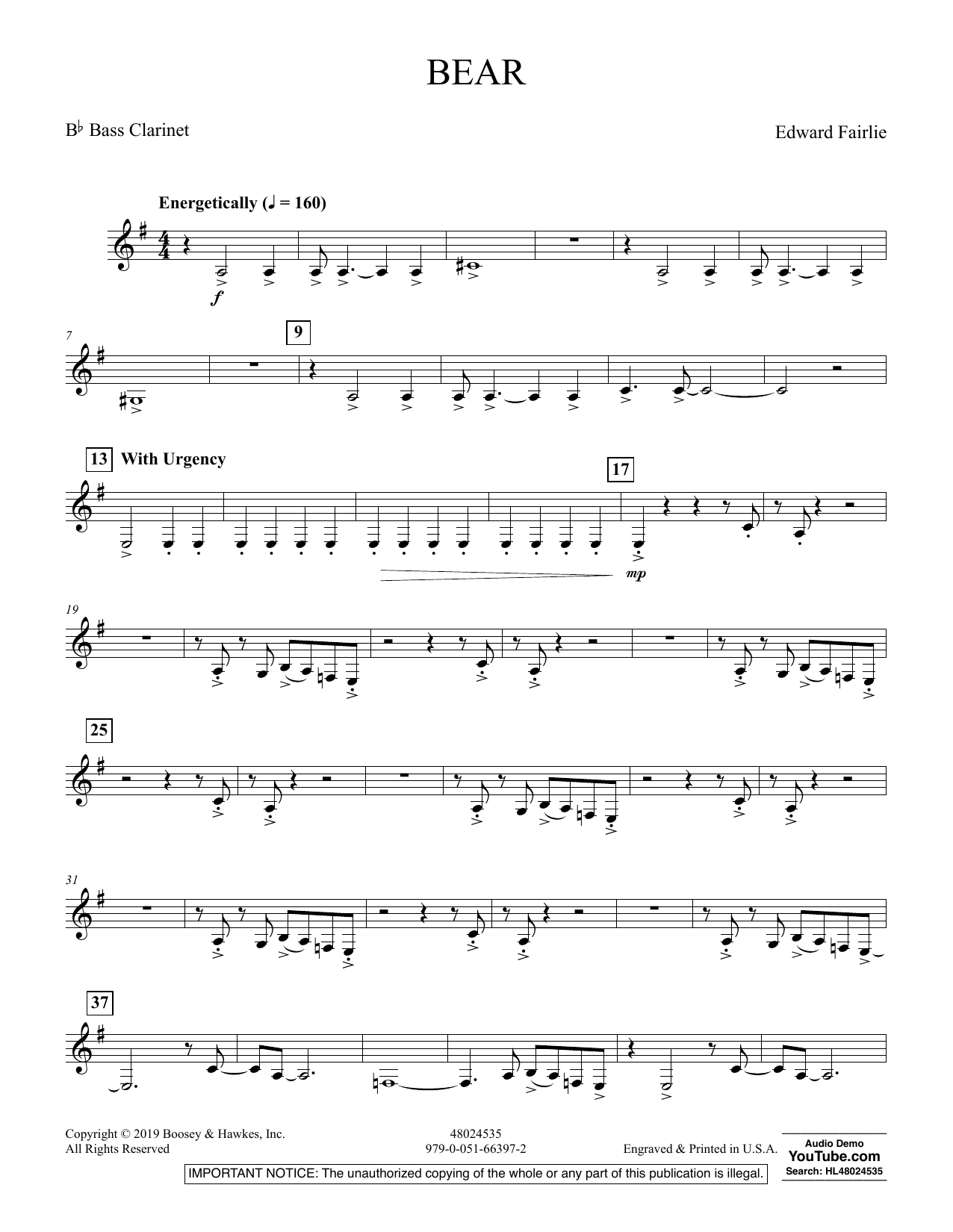Learn to play Edward Fairlie Bear - Bb Bass Clarinet sheet music for Concert Band in minutes. Edward Fairlie Bear - Bb Bass Clarinet sheet music preview music notes and score for Concert Band including 2 page(s)