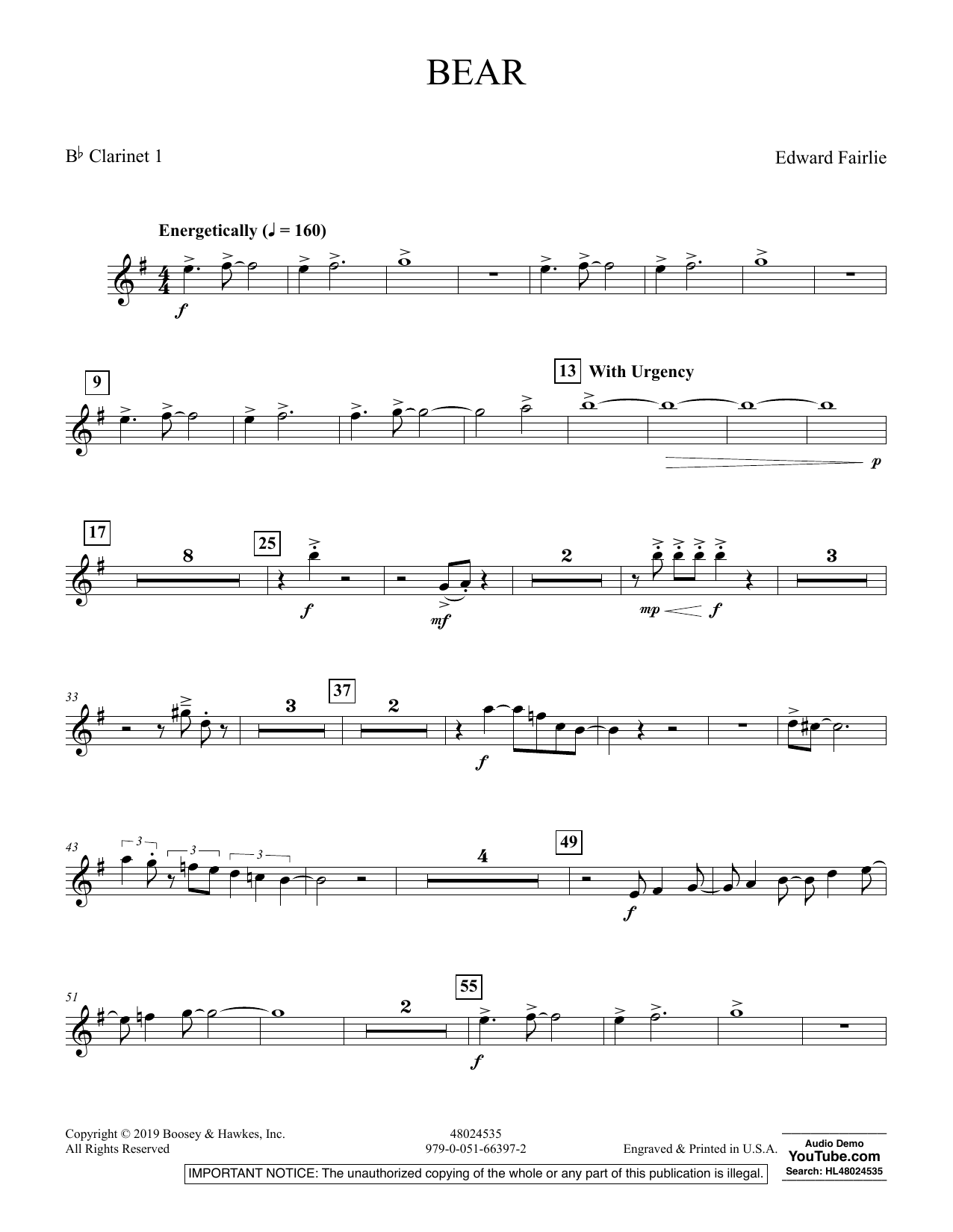 Learn to play Edward Fairlie Bear - Bb Clarinet 1 sheet music for Concert Band in minutes. Edward Fairlie Bear - Bb Clarinet 1 sheet music preview music notes and score for Concert Band including 2 page(s)